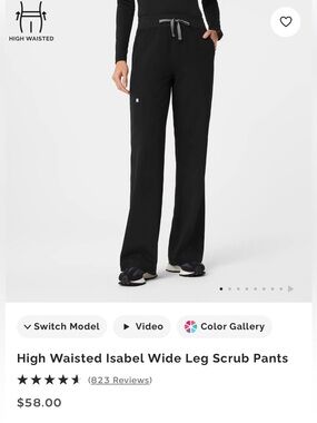 FIGS Isabel High Waisted wide leg Scrub Pant